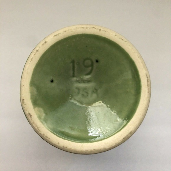 Cookson Pottery 19 USA Green Drip Glaze Footed Pedestal Chalice Vase Planter - Picture 8 of 12